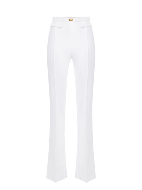 PANTALONI CON PLACCA LOGO ELISABETTA FRANCHI | PA07851E2360 avorio